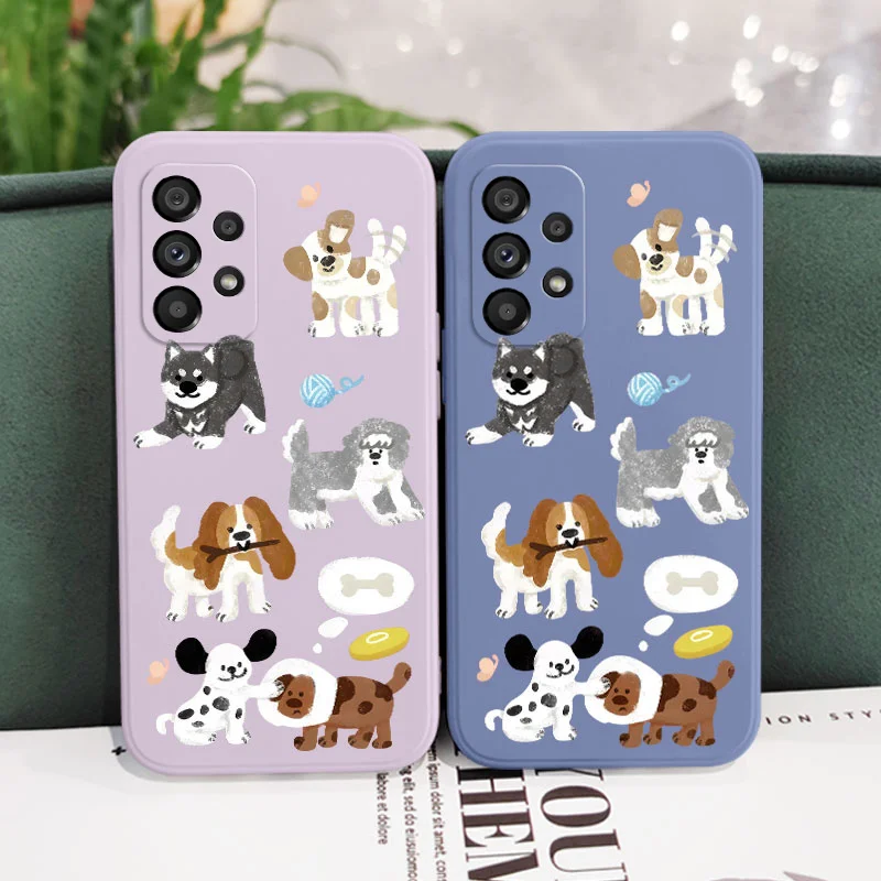 Chalk Drawing Dog Case For Samsung Galaxy A73 A53 A33 A23 A13 A03 A72 A52 A52S A32 A22 A12 A02 A02S A71 A51 A31 A21S 4G 5G Cover