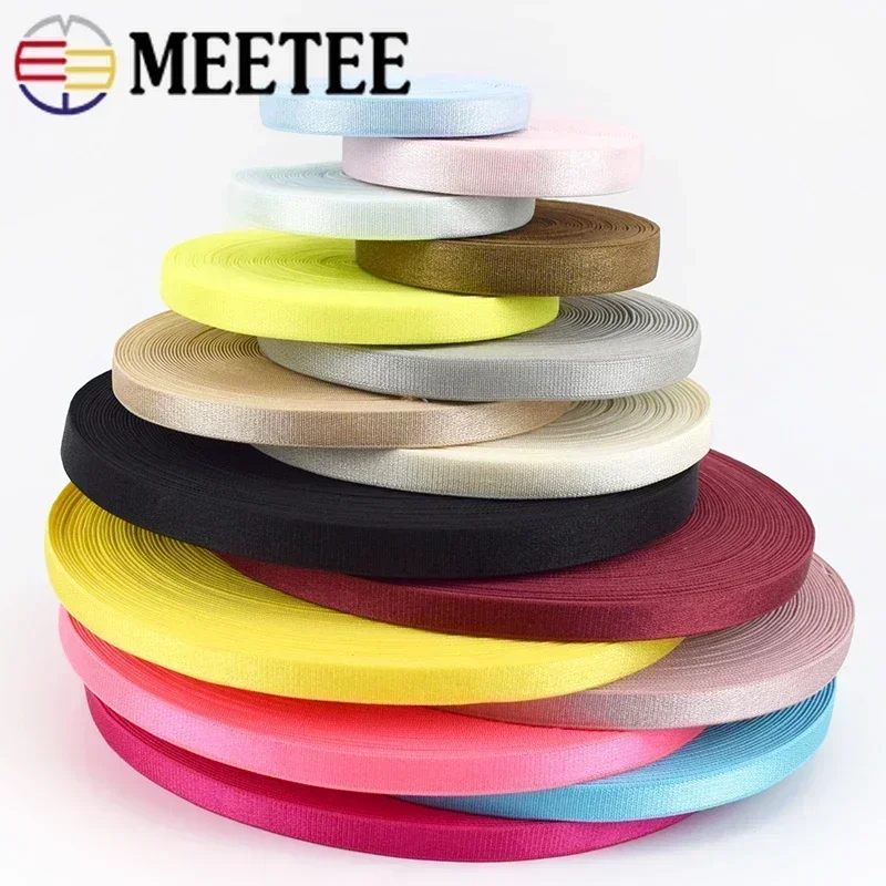 5/10/20/50M 10mm Colored Elastic Bands Underwear Shoulder Strap 3/8'' Bra Nylon Rubber Band Decoration Belt Spring Webbing Tape