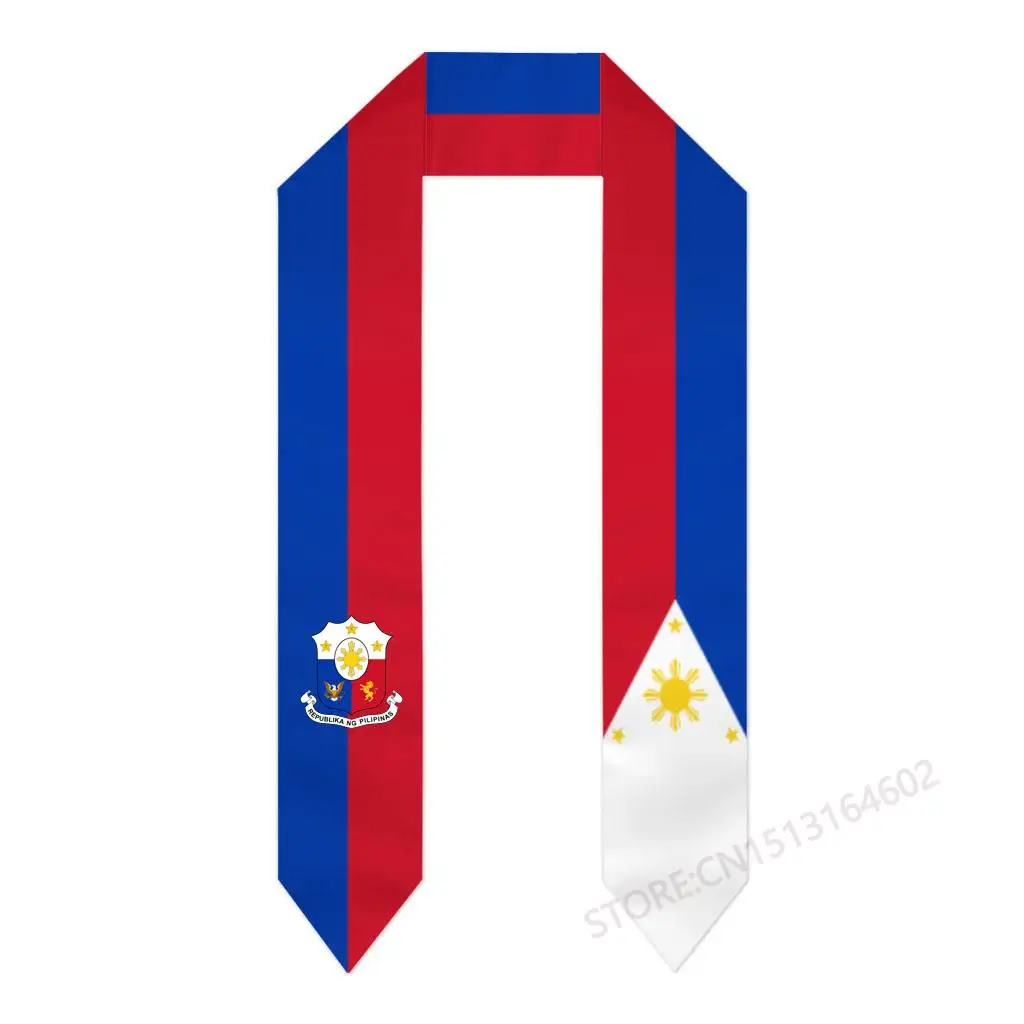 Custom Name Or Logo Philippines Flag Scarf Graduation Stole Sash International Study Abroad Class of 2023 Shawl