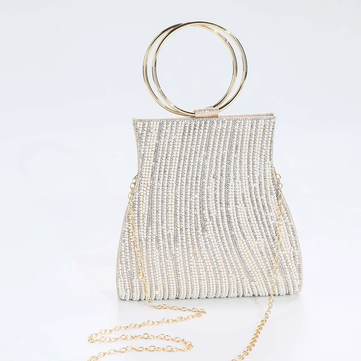 Pearl Rhinestone Women's Bag Handbag Party Elegant Shoulder Crossbody Bag Shiny Handheld Bag Metal Chain Strap