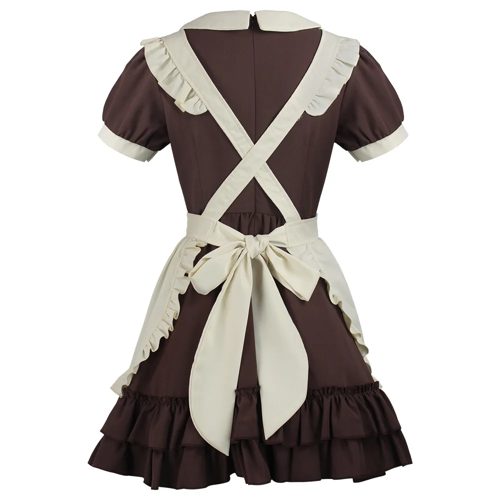 Anime Cafe Maid Cosplay Fantasia para Mulheres, Laço de Chocolate, Lolita, Vestido de Halloween, Meninas, Personagem