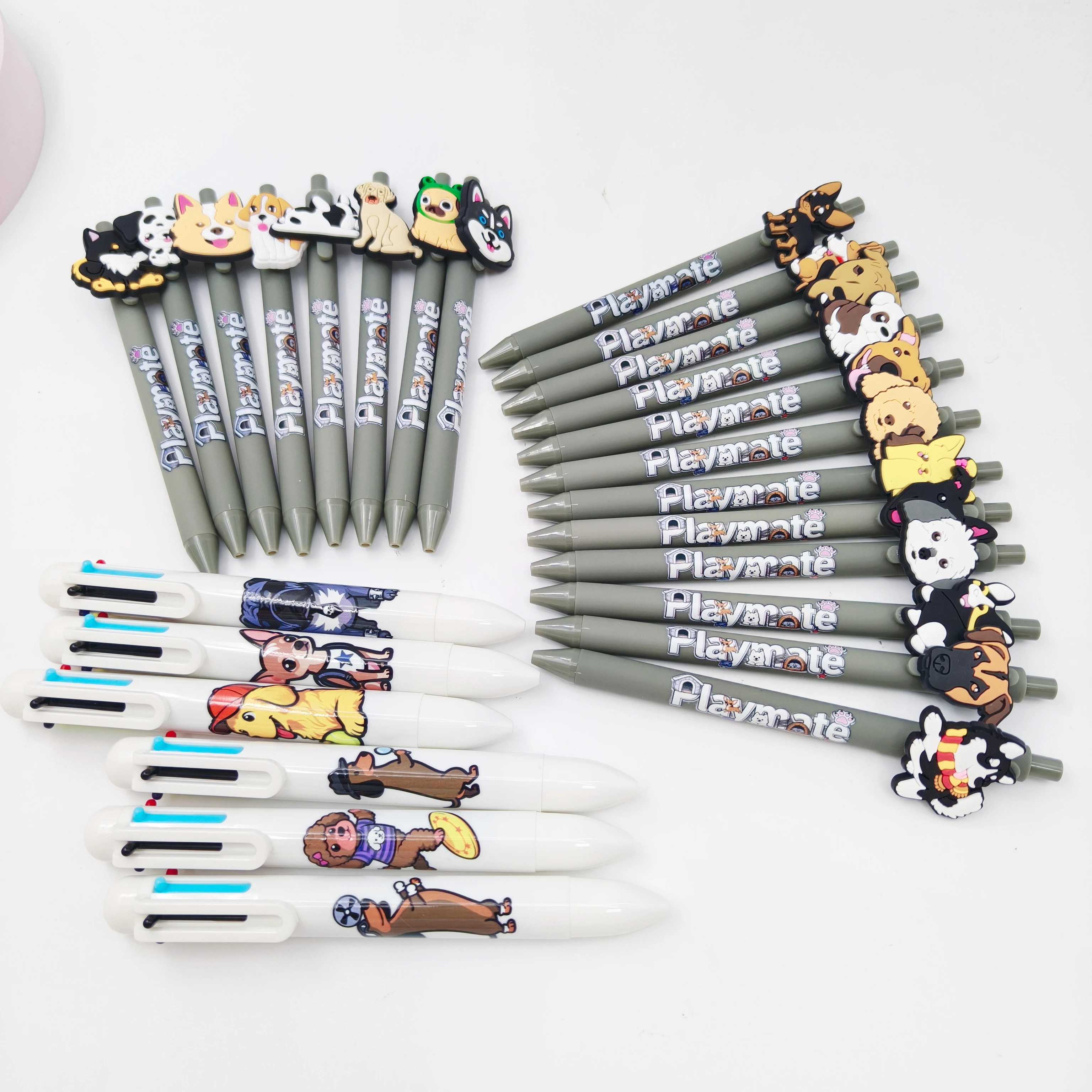 

9pcs(3pcs ballpoint pen +6pcs gel pen) pet dog theme modeling patch printing gel pen 6-in-1 multicolor ballpoint pen