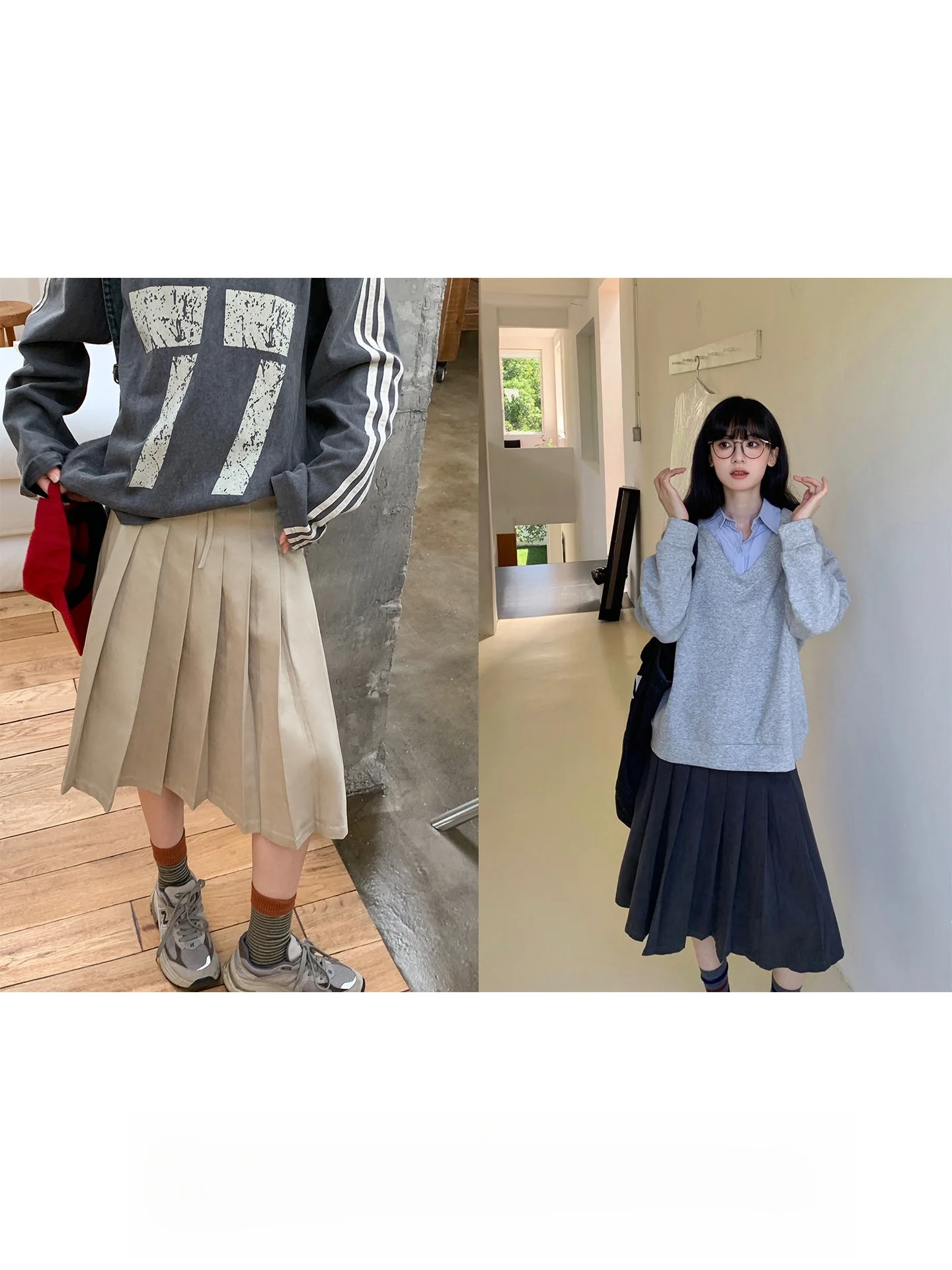 

Корейская плиссированная юбка Miu Diamond с завязками, универсальная, стройнящая, омолаживающая, с высокой талией, из смесового хлопка