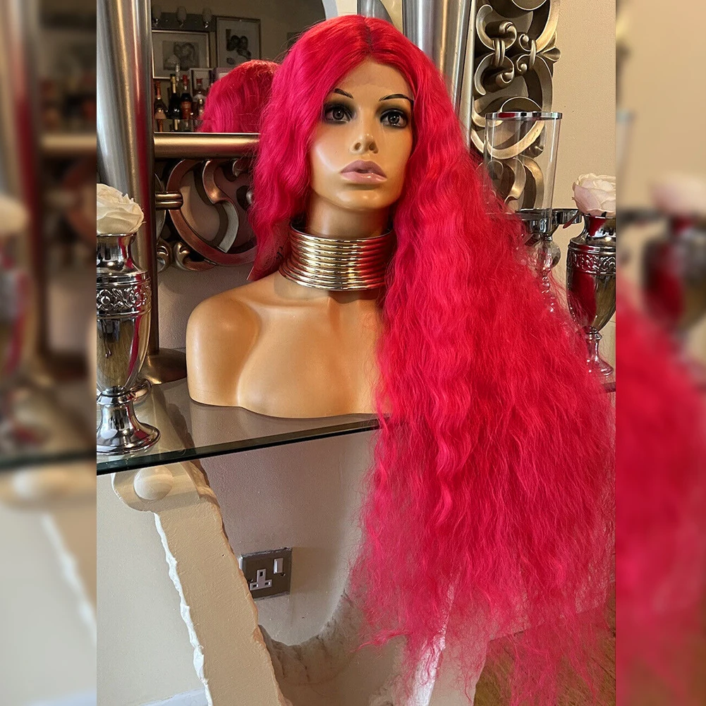 باروكة باروكة باروكة من Bernardo مصنوعة من شعر الأفرو المجعد للنساء باروكة ناعمة باللون الوردي شعر اصطناعي طبيعي ومجعد