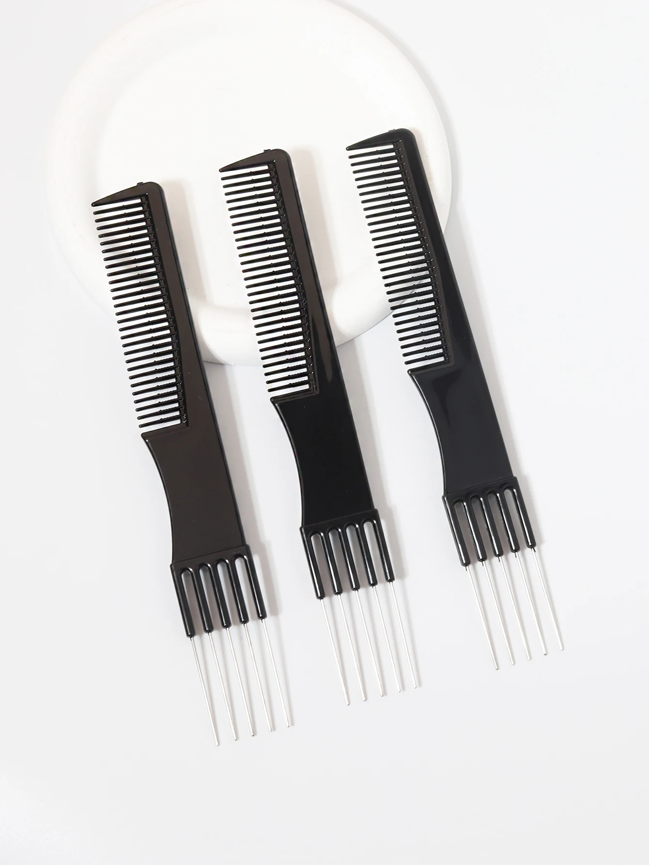 Set di pettini per styling da 1/3 pezzi, con forchetta metallica in acciaio inossidabile e pettine a denti fini, speciale per parrucche di capelli veri