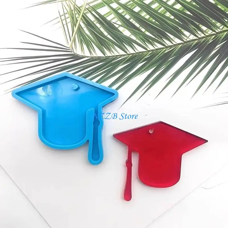 

T21F DIY Doctor Hat Keychain Silicone Epoxy Mold DIY Ornaments Tags Pendant Jewelry