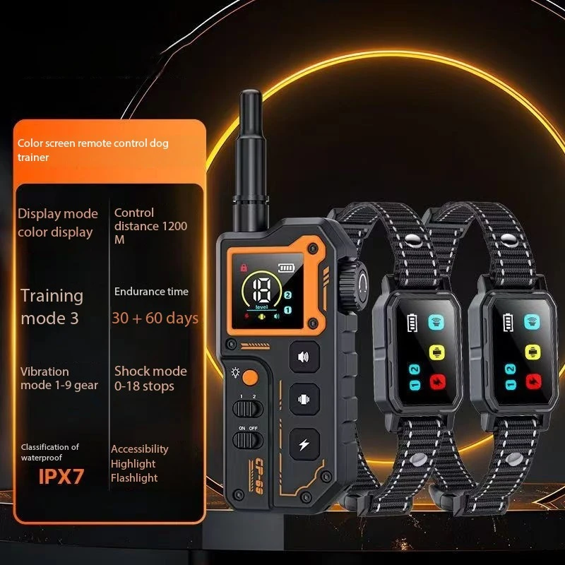 

Ошейник для дрессировки крупным объемом 1200 м, ошейник для собак с защитой от лая, водонепроницаемый перезаряжаемый электрический ошейник для собак с дистанционным управлением