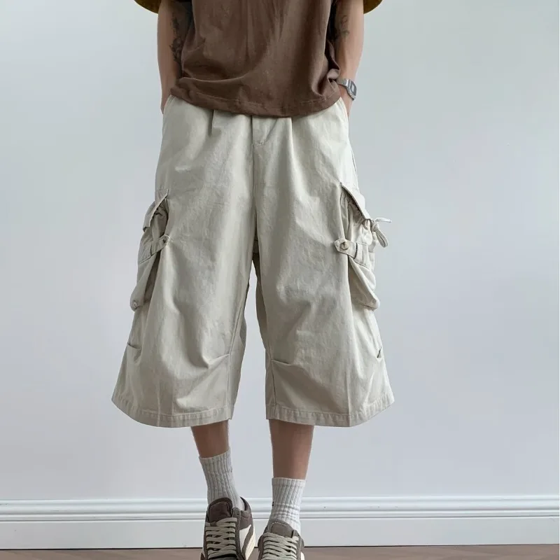 

Американский бренд уличной моды, рабочие шорты с несколькими карманами, мужские летние новые свободные и универсальные повседневные прямые брюки до бедра