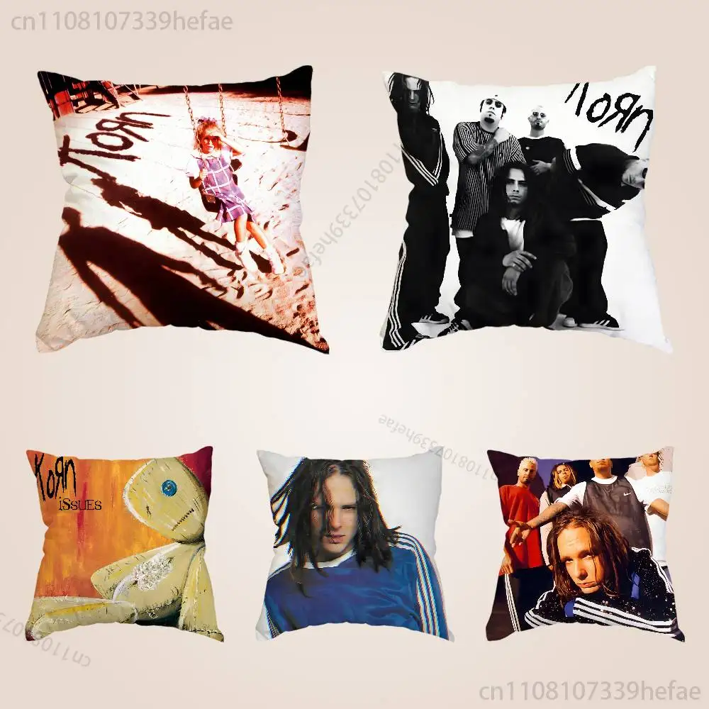 

Rock K-Korn Band Funny Pillow Case Anti-dustmite Pillowcase Invisible Zipper Silky Short Plush Sofa Cushion Cover