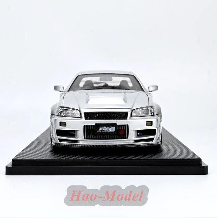 IG 1:18 For Nissan R34 GTR Z tune Resin Diecast Car Model Simulation Toys Boys Birthday Gifts Hobby Display Ornaments Silver