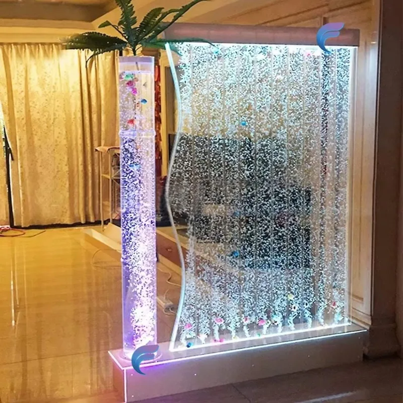 S Shape Acrylic Water Bubble Wall with Changeable Colors Led Light Room Divider
