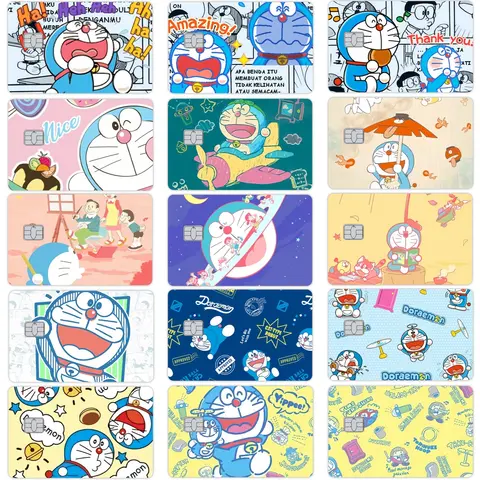 Adesivos de Cartão de Crédito/Débito Foscos de Desenho Animado Kawaii Anime Doraemon, Capa Decorativa para Documentos de Identidade de Estudante, para Cartões Pequenos e Grandes, Sem Chip, Brinquedo