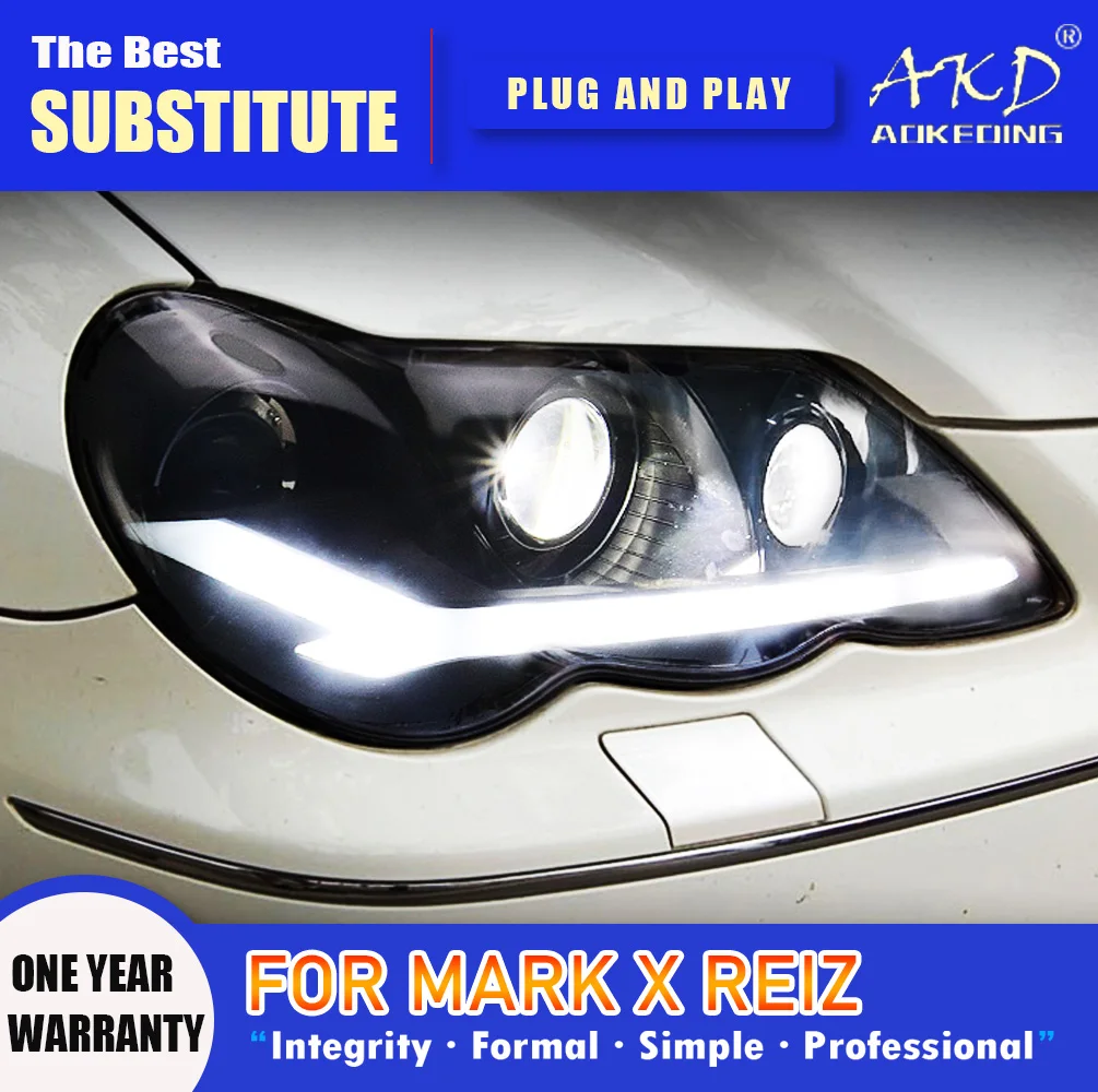 

AKD Head Lamp for Toyota Mark X LED Headlight 2005-2009 Headlights Reiz DRL Turn Signal High Beam Angel Eye Projector Lens