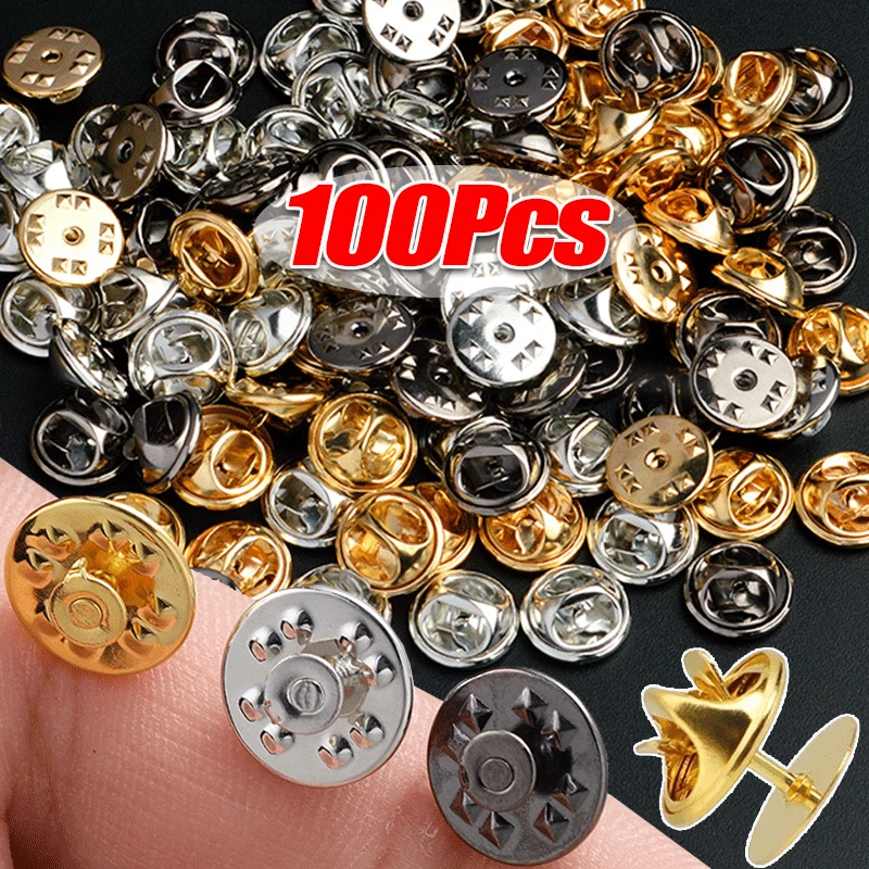 DIY Brooch Base Pins Nail Tie Tack Lapel Pin Back Clutch Scatter Metal Butterfly Clasp Squeeze Round Pinch Clip Jewelry Tools