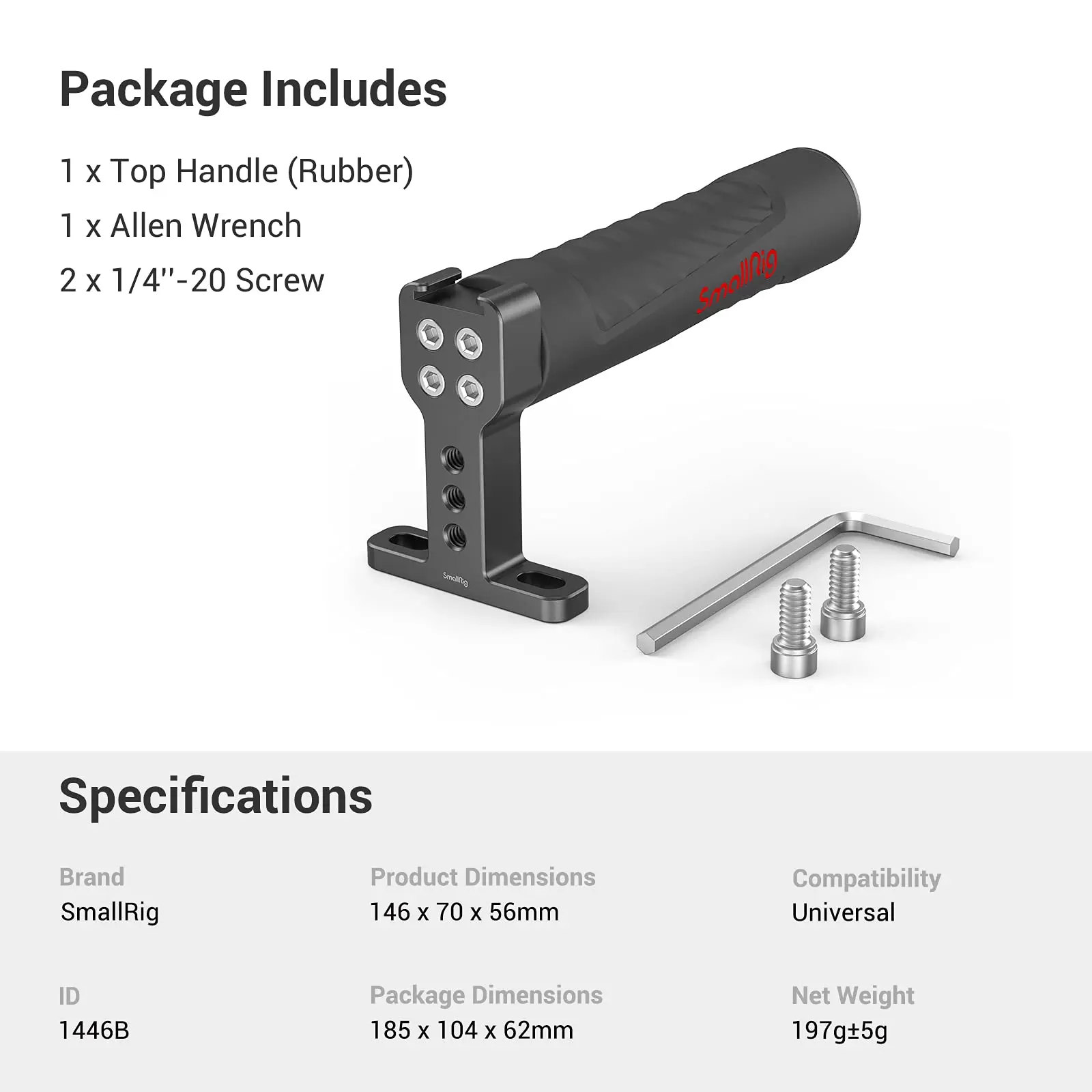 ที่จับมือจับด้านบนขนาดเล็กพร้อมที่ใส่รองเท้าเย็นสำหรับกล้อง DSLR ปลดแบบเร็วกล้องกรงตรวจสอบกล้องถ่ายวิดีโอทรงตัวบนมือจับ-1446