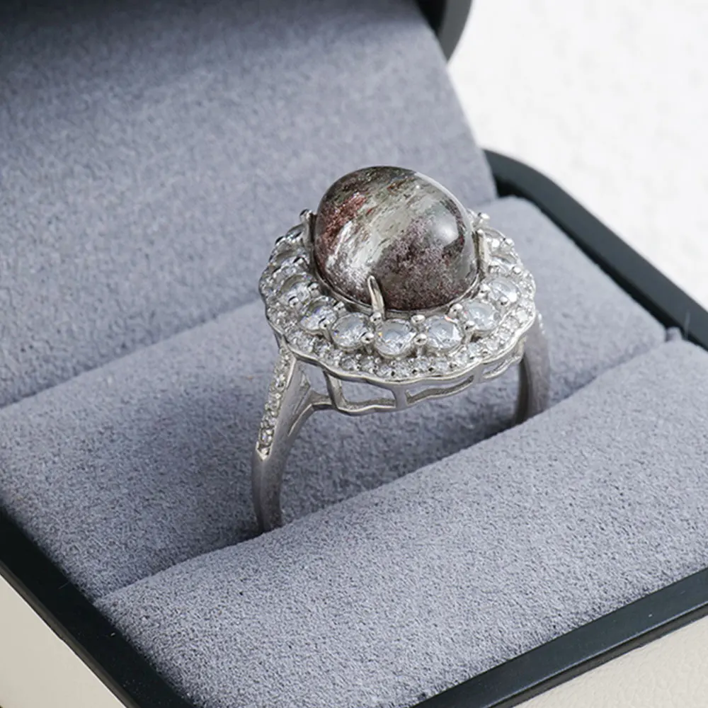 خاتم فاخر من الفضة الإسترليني عيار 925 مع كريستال فانتوم طبيعي بيضاوي 9*11 ملم، خاتم نسائي رائع وأنيق لحفلات الزفاف #3