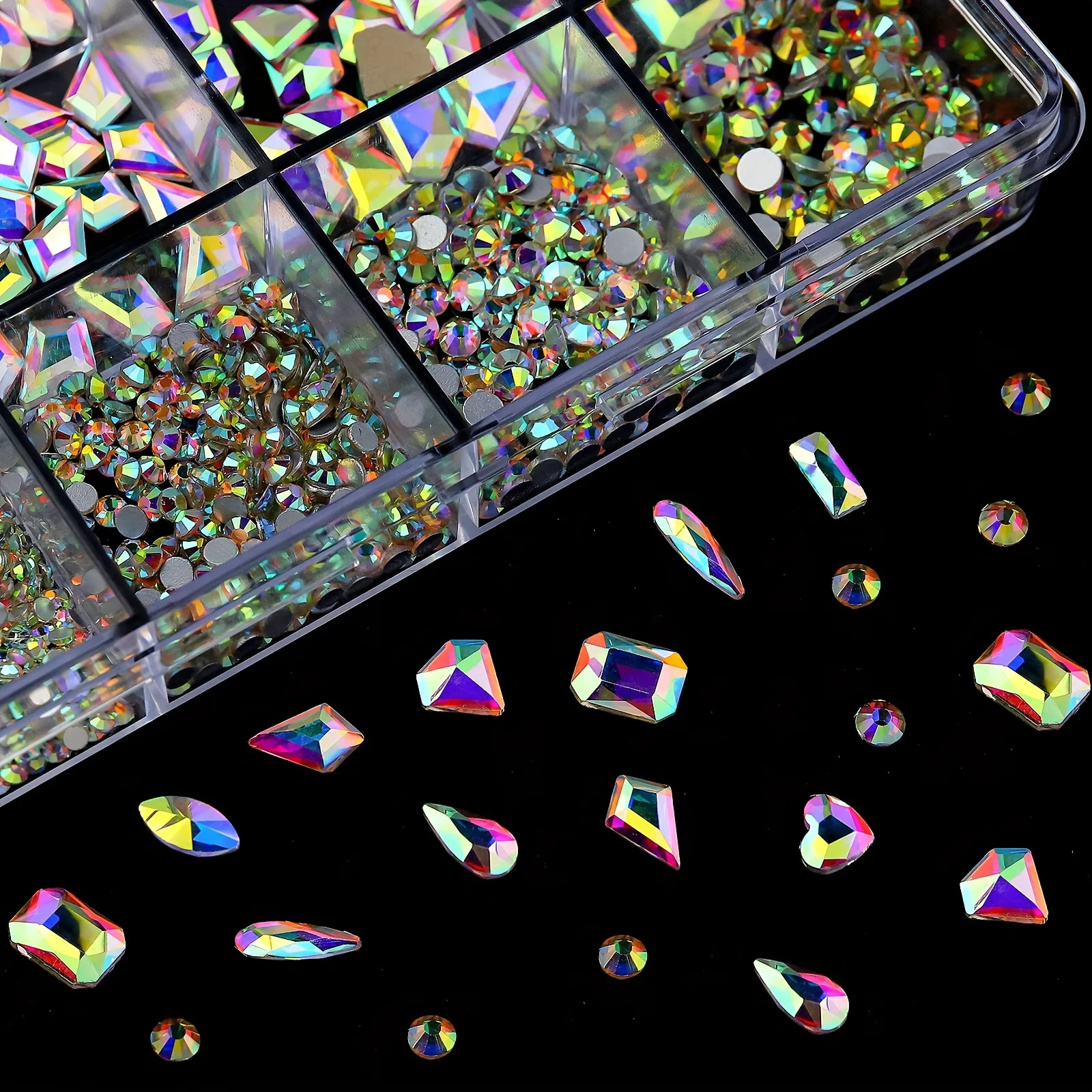 12 Grid AB Pink strass Nail Art Set Flatback e forme assortite decorazioni per unghie accessori per unghie scintillanti per Manicure