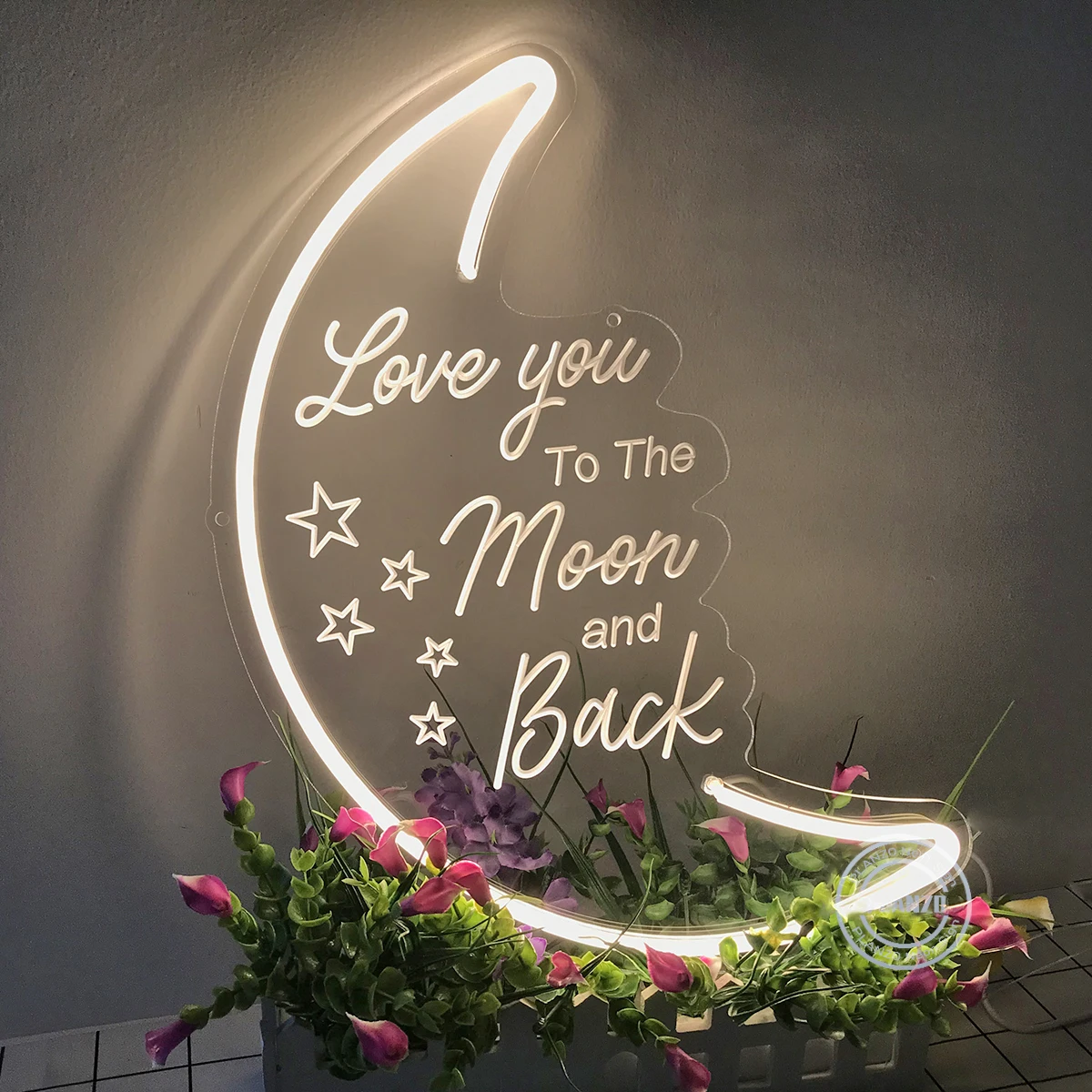 LED Love You To the Moon And Back Neon Light Sign, 15.75”x9.45” Warm White Neon Wall Sign for Party Girls Kid’s Bedroom Living