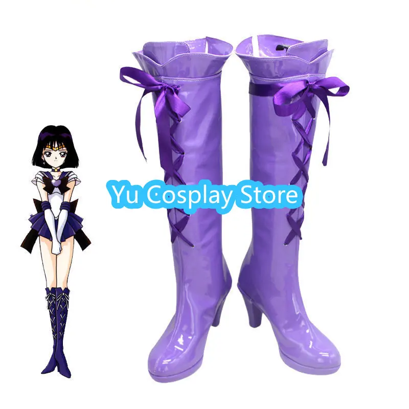 Tomoe Hotaru Cosplay Shoes Saturn Cosplay Prop PU Leather Shoes Halloween Carnival Boots Custom Made