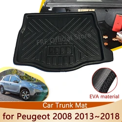 for Peugeot 2008 2018 2017 2016 2015 2014 2013 MK1 A94 Accessorie Waterproof Car Rear Trunk Mat Floor Tray Line Boot Carpet Auto