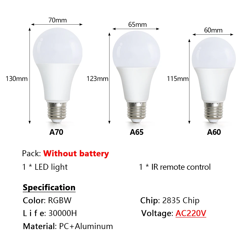 Żarówki LED AC 220V E27 RGB Bombillas Lampa LED Pilot zdalnego sterowania Wymienne kolorowe białe ampułki RGB Reflektor Żarówka LED