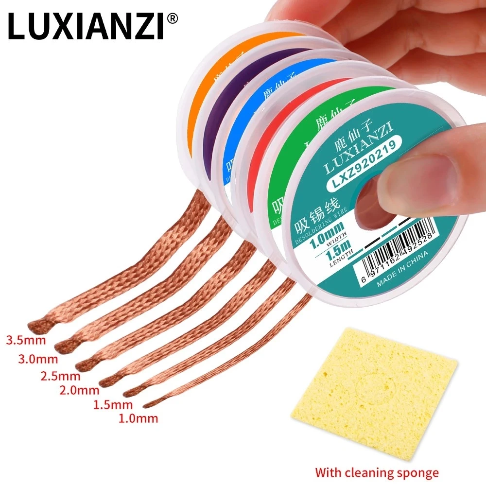 LUXIANZI  Desoldering Wire 1/1.5/2/2.5/3/3.5/4.0mm Width 1.5M Length Desoldering  Braid For Soldering  Desoldering Mesh Welding