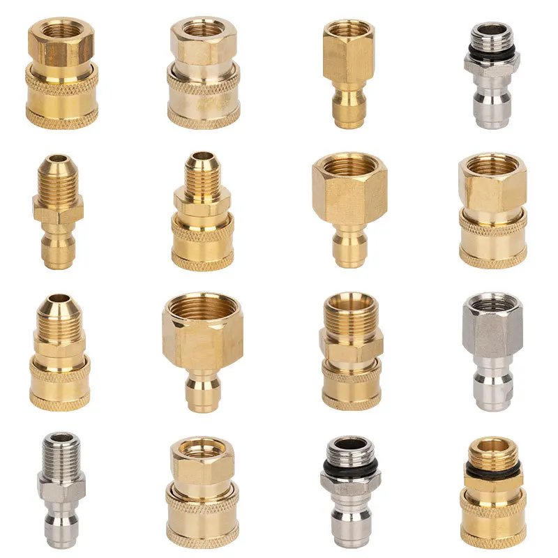 High Pressure Washer 1/4 Adapter Quick Release Fitting Brass Connector Kit Male Female Coupler For Washer Lance Foam kettle