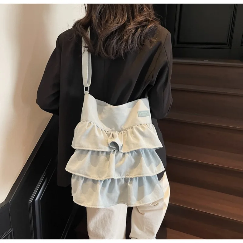 

HAEX Ruffles Women Tote Bags 2025 Fashion Designer Like Skirts Ladies Underarm Shoulder Bag Large Capacity Commute Bolso Mujer