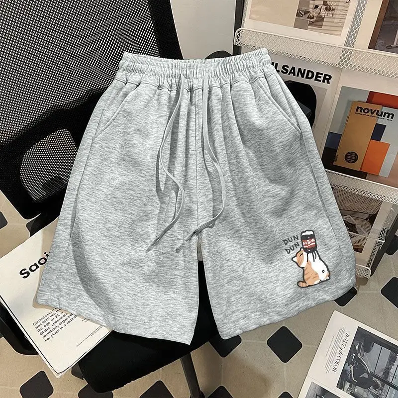 Japanese Cartoon Salary Increase Cat Print Loose Casual Sports Shorts Suitable for Both Men and Women