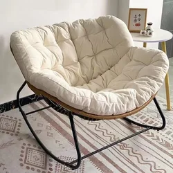 Metal Rocking Chair Adult Reclining Chair Balcon Home Single Leisure Chairs Living Room Red Sofa Chair Lazy Recliner