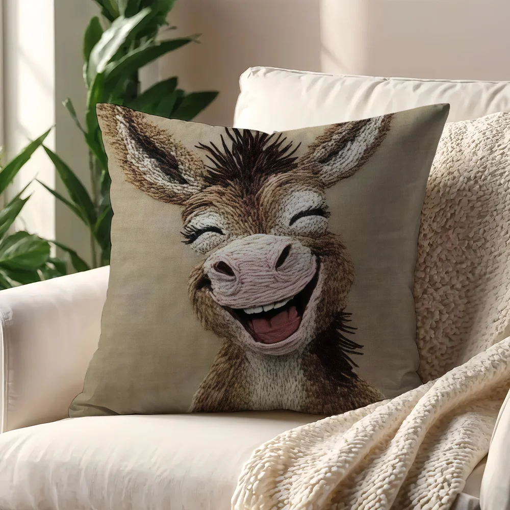 Smile Donkey B Cushion Cover Decoration Room Shop Car Best Home Office Coffee Pillow Sofa Printing Nordic Simplicity Hit
