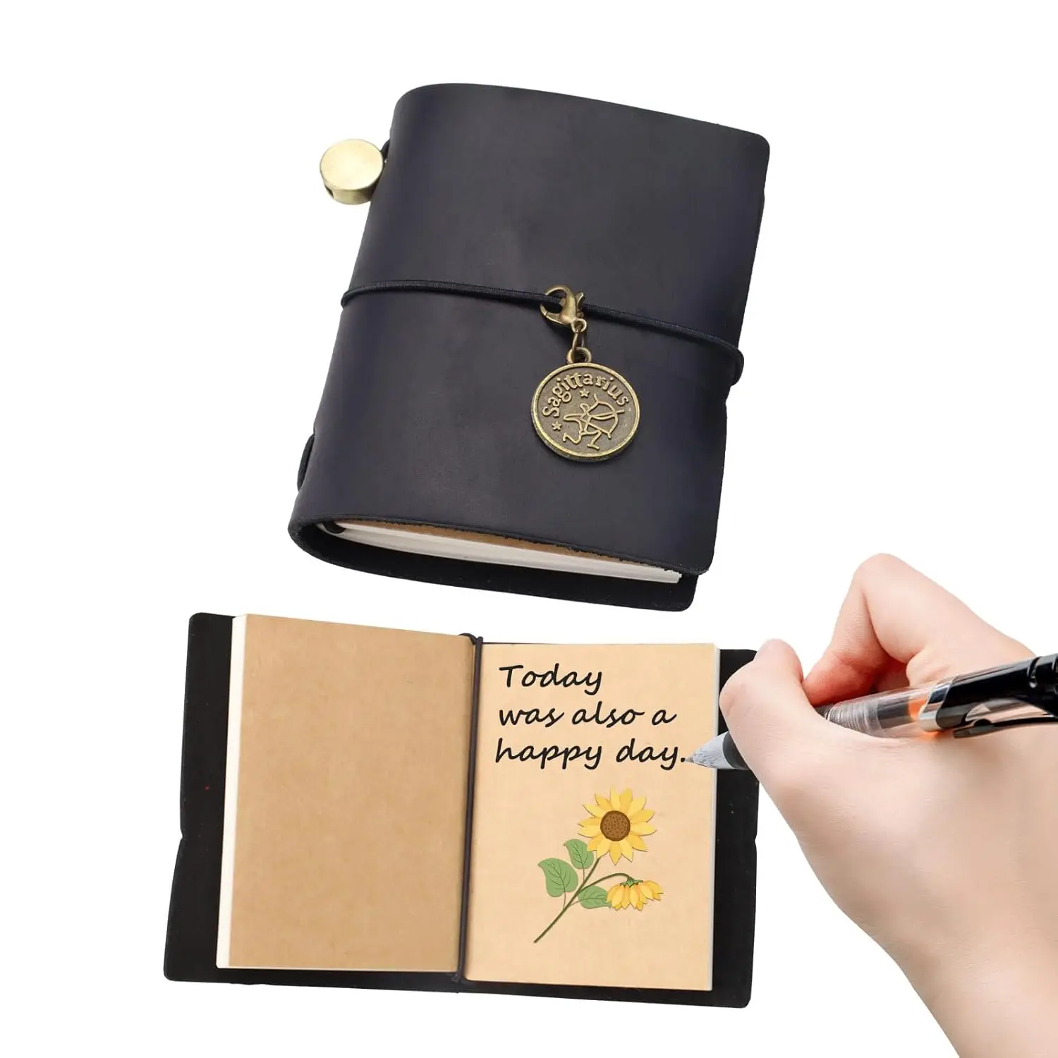 Small Pocket Leather Bound Journal Notepad, Mini Refillable Journal with 2 Refills, Blank Vintage Note
