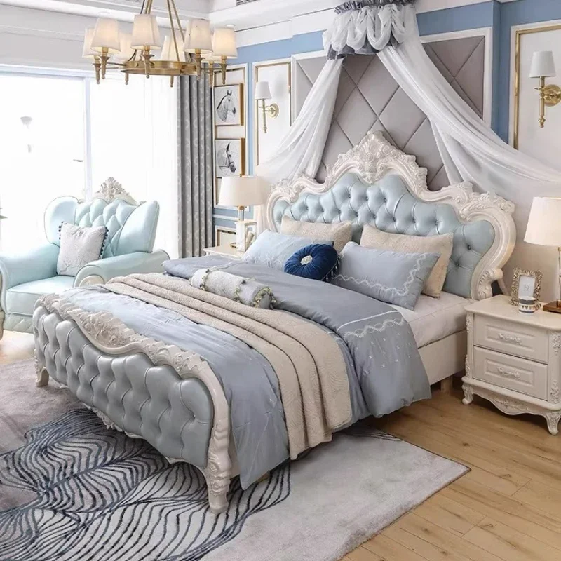 

Double Aesthetics Bed Frame French Minimalist Apartment Bed Confortable Master Bedroom Classic Cama De Casal Bedroom Furniture