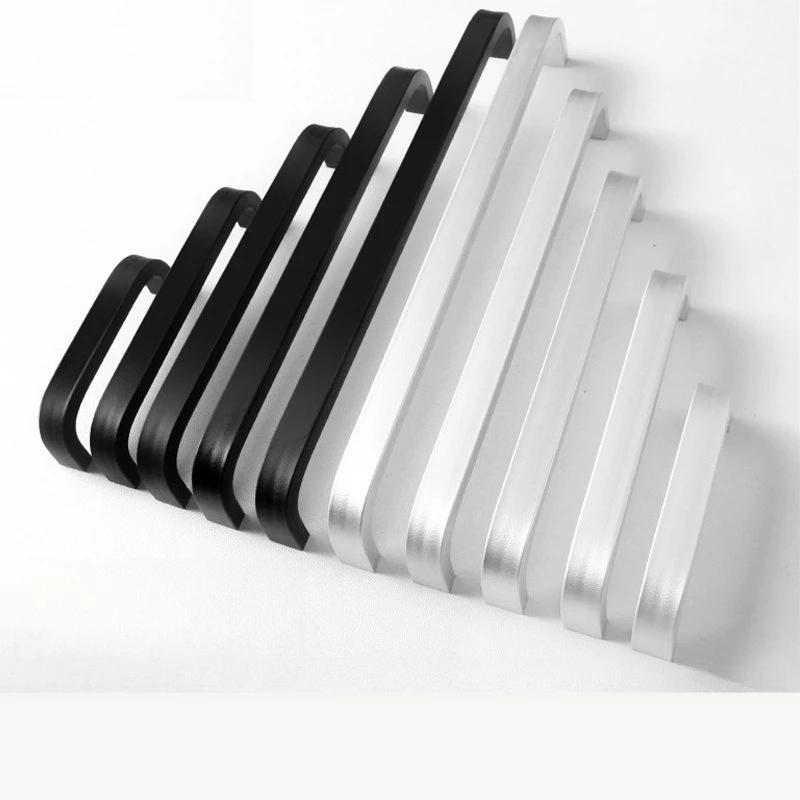 Puxadores de espaço de alumínio de vários tamanhos duráveis-64/96/128/160/192mm puxadores retos da porta do armário de cozinha ferragens da mobília