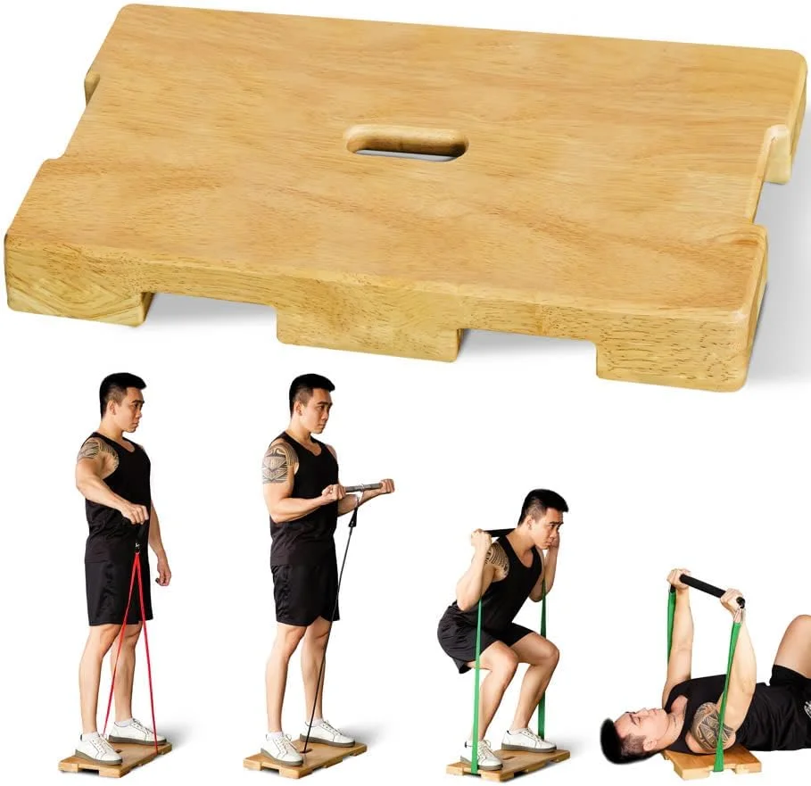 Tabla de ejercicios de madera, plataforma de ejercicios o tabla de ejercicios de madera para ejercicios de banda de resistencia, entrenamiento de banda de resistencia, estiramiento