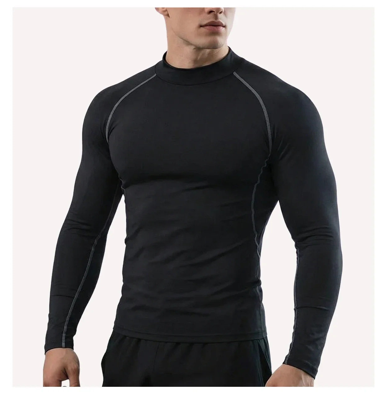 

Autuwn Winter Men's Long-sleeved Thermal Underwear T-shirt Round Neck Slim Bottoming Shirt Mens Black Underwear Base Warm Top