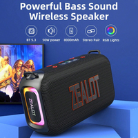 ZEALOT S85 50W Wireless Speakers, Outdoor Portable Subwoofer Speaker, IPX 5, Hifi Sound quality, RGB light, Long Battery Life.