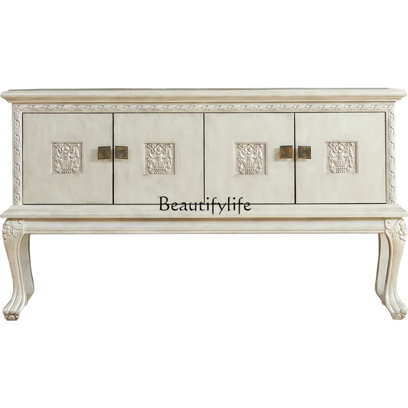 

LD33Solid wood carving flower entrance cabinet high foot home American retro partition wall locker