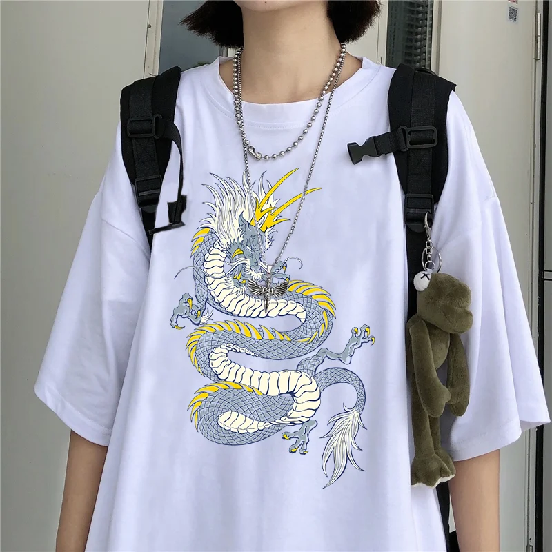 Camiseta feminina harajuku dragão chinês impressão camisetas femininas streetwear topos feminino t camisa mulher tshirt roupas