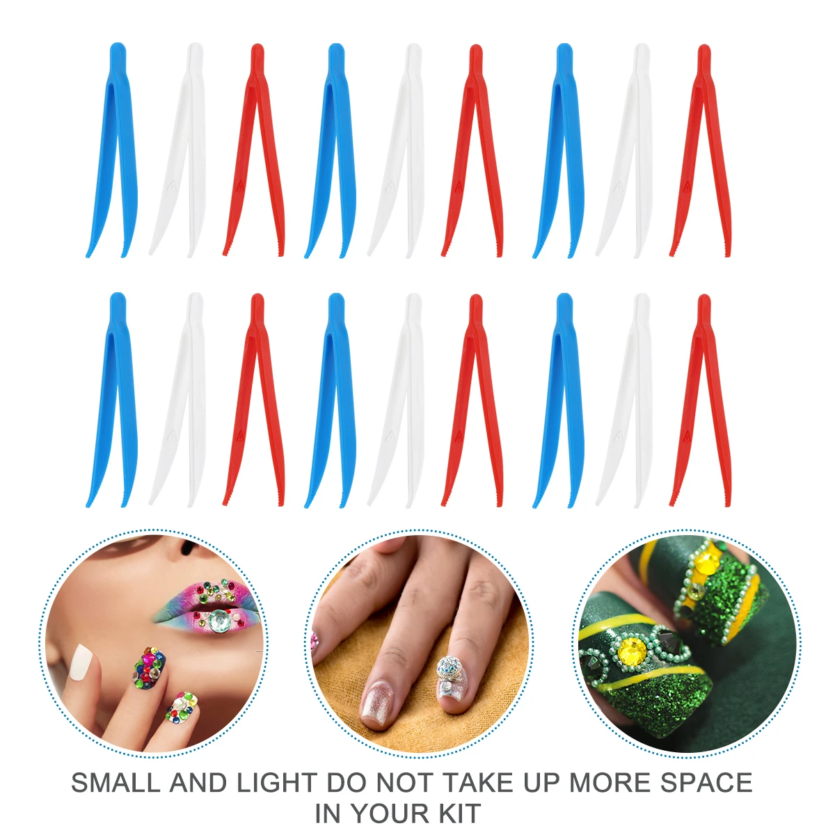 

100pcs Nail Art Diamond Drawing Tweezers Large Quantity Plastic Tools Bright Colors Lightweight Gifts Beads Painting Artisan