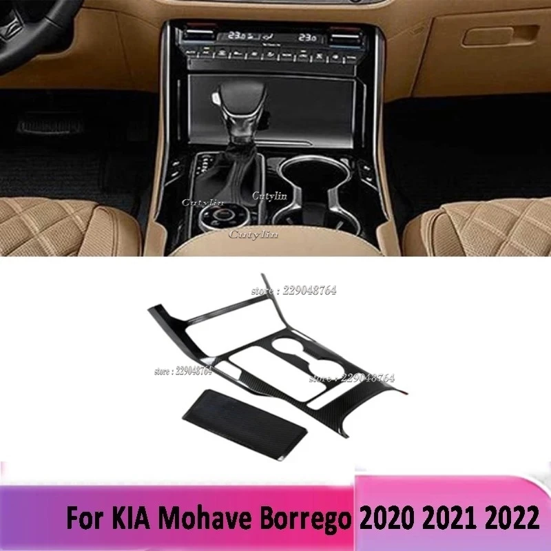 

LHD For Kia Mohave Borrego HM2 2019-2022 ABS Carbon Fiber Center Console Gear Shift Panel Cover Trim Interior Accessories