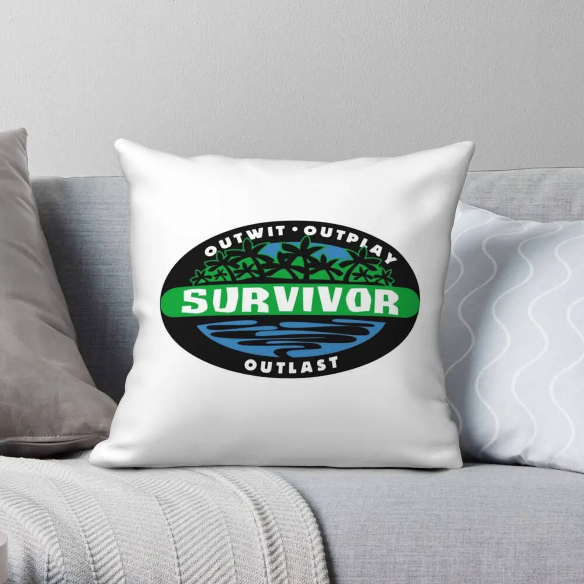 

Survivor Logo Square Pillowcase Polyester Linen Velvet Pattern Zip Decorative Sofa Cushion Cover