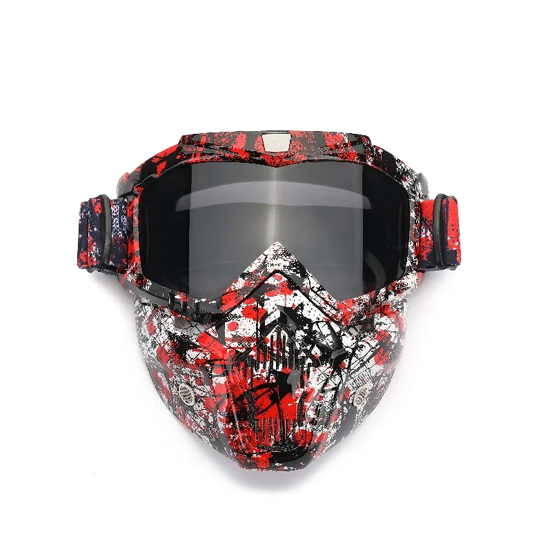 

Motorcycle mask HD goggles with mouth filter Windproof Motocross goggles Removable UV-proof ski mask