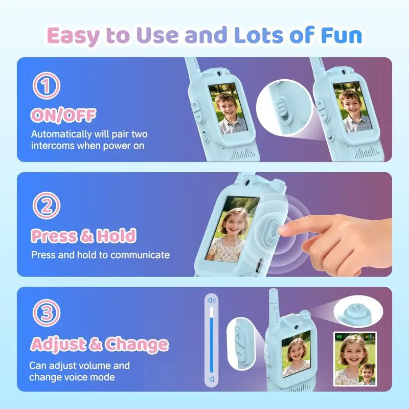 لطيف طفل تفاعلي للأطفال فيديو لاسلكي تخاطب طويلة المدى لعبة للهواء الطلق نوع C شحن عمر البطارية الطويل للأطفال هدية