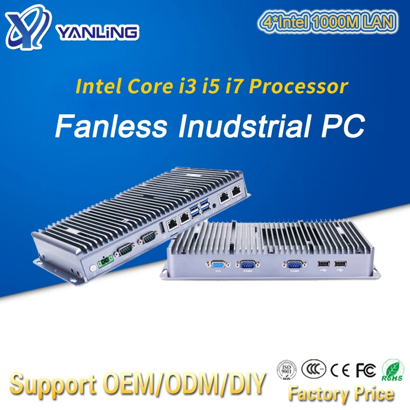 Wbudowany komputer przemysłowy Intel Core i3-10110U i5-10310U i7-10810U 4205U 4-punktowy bezwentylatorowy komputer przemysłowy TPM2.0