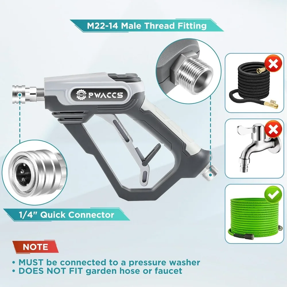 Pistola de espuma para lavadora de pressão com conector duplo, 4000 PSI, kit de lavagem de carro de 1,5L