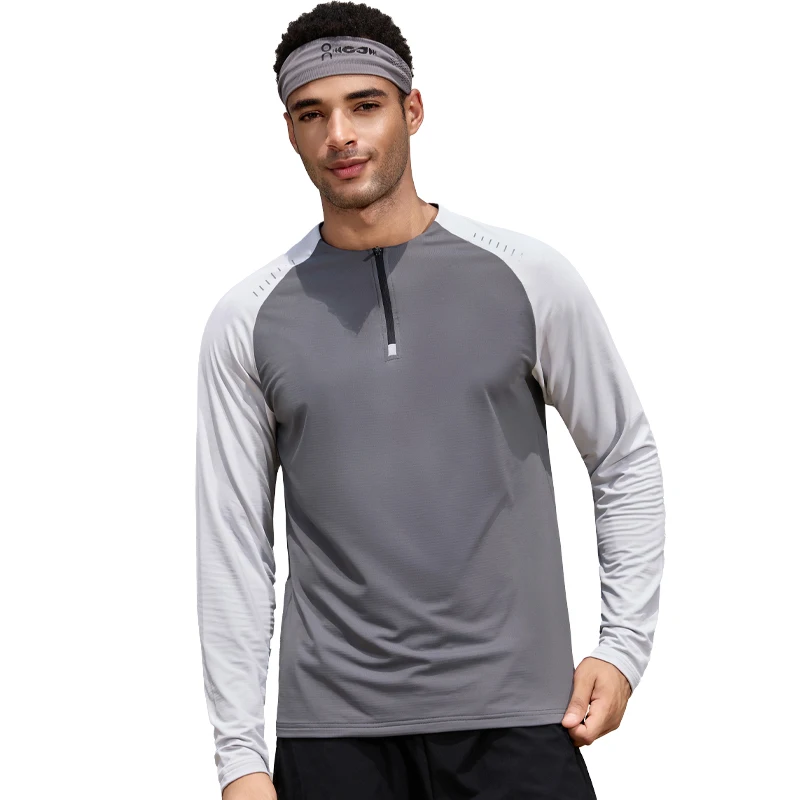 

Спортивные рубашки с половиной молнии и длинными рукавами для бега, дышащие рубашки для тренировок в тренажерном зале, модные быстросохнущие толстовки на открытом воздухе