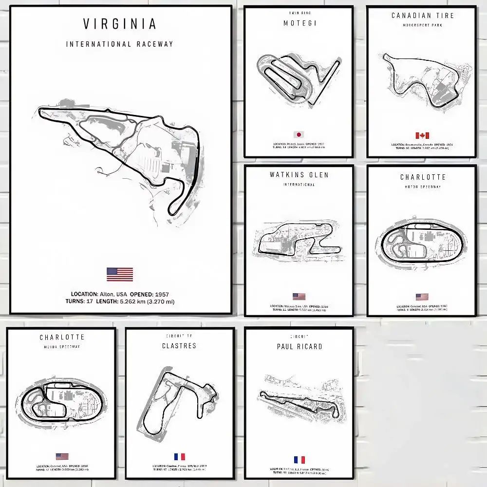 الفن الرجعية باللونين الأبيض والأسود على العالم صيغة سباق المسار DIY لزجة ملصق يتوهم الجدار ملصق لشريط غرفة المعيشة #1