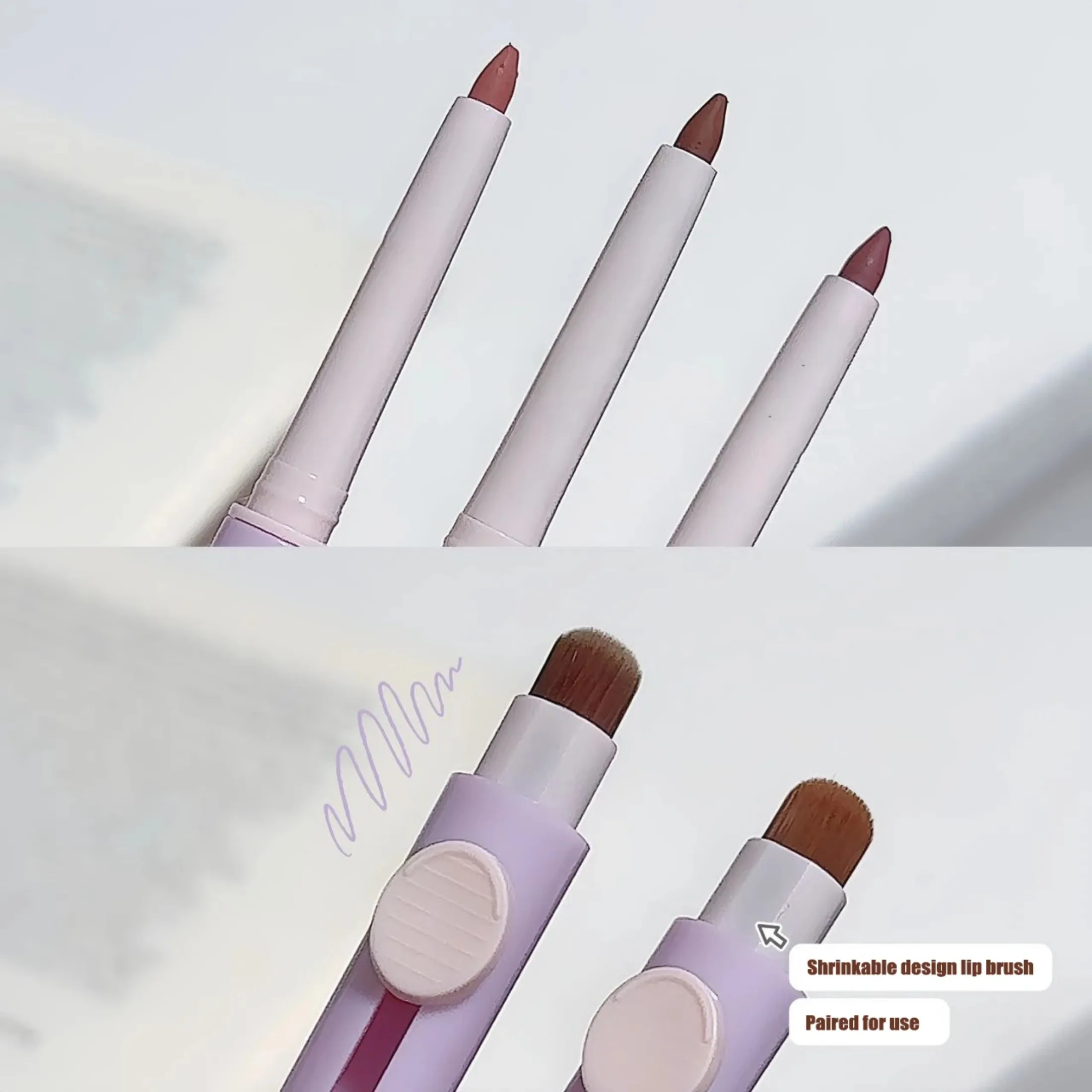 Matte Tea Brown Lip Liner Pencil Outline Contouring 3D Lip Shape Makeup Lasting Non-stick Cup Waterproof Natural Red Lipstick