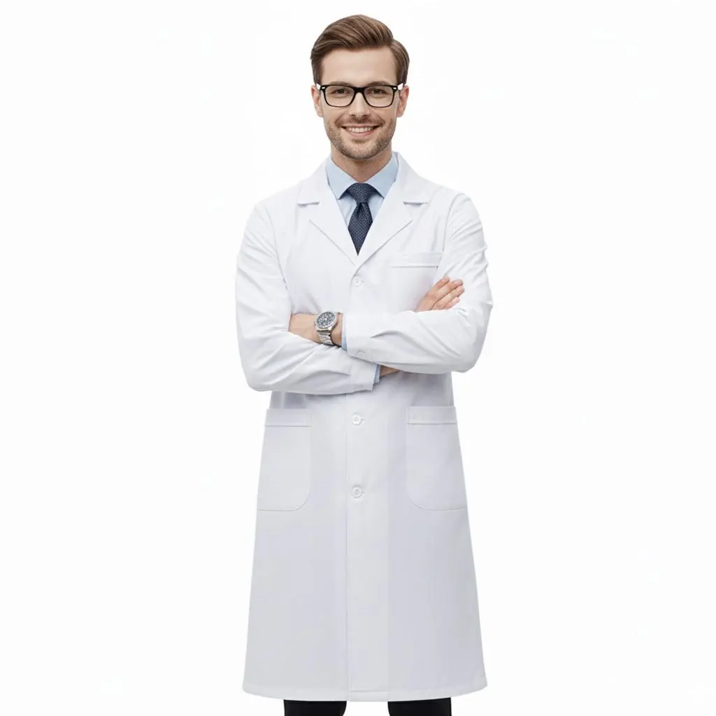 

Мужское белое лабораторное пальто с длинным рукавом - спецодежда для химических научных экспериментов, униформа доктора, куртка